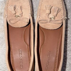 Coach Women's Beige Suede Moccasins